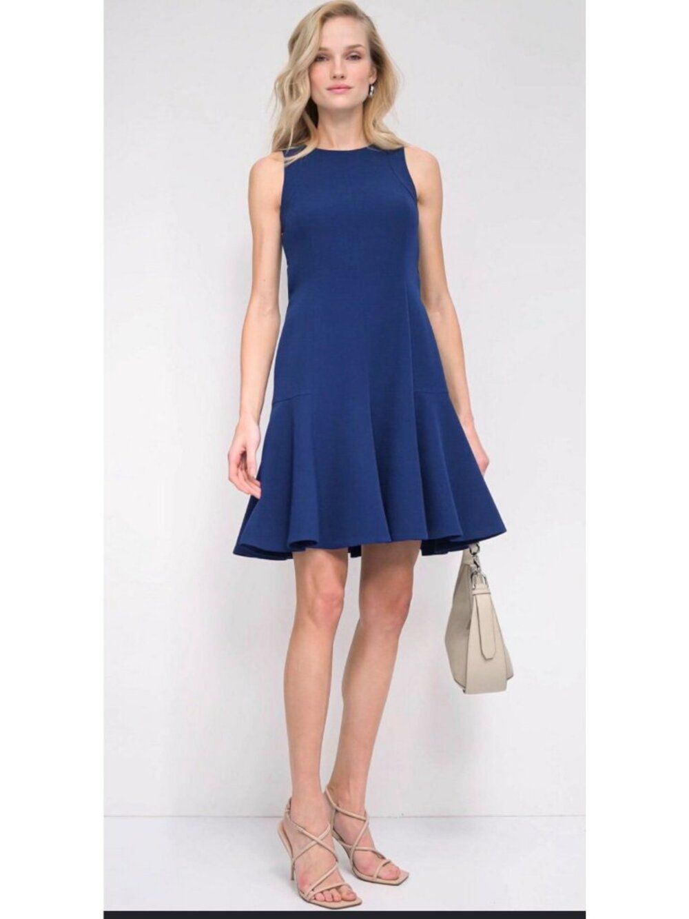 DKNY Women's Royal Blue Fit & Flare Flounce Dress Size 10